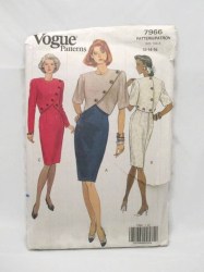 7966 EZ VOGUE SHORT OR LONG SLEEVE OVERLAY BUTTON DRESS PATTERN 6-10 or 18-22 choice 
